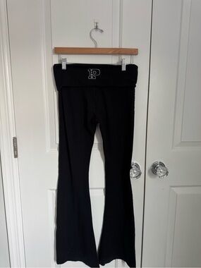 Second Pair of Victoria’s Secret PINK Black Flare Foldover Leggings with Logo
